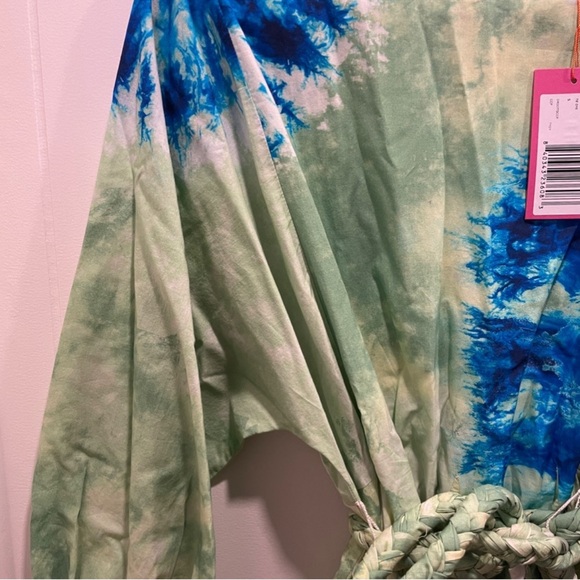 Brand New RHODE ELLA Tie-Dye Mini Dress in Blue & Green Sz Small 💚💙 - Picture 10 of 10